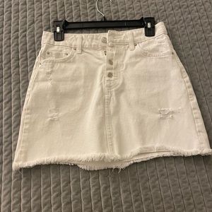 white ripped jean zara skirt